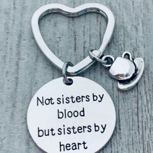 Best Friends Keychain- Not Sisters By Blood But Sisters By Heart - Coffee